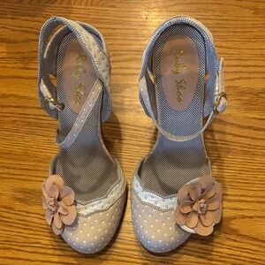 Ruby Shoo Women's Beige Floral Ankle-Strap Heels